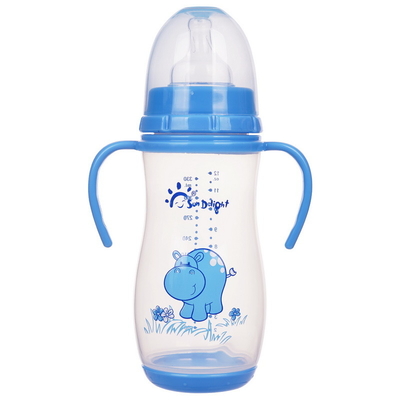 Bouteille pour bébé en PP de 12 oz 330 ml à double poignée stérilisant sans phtalates