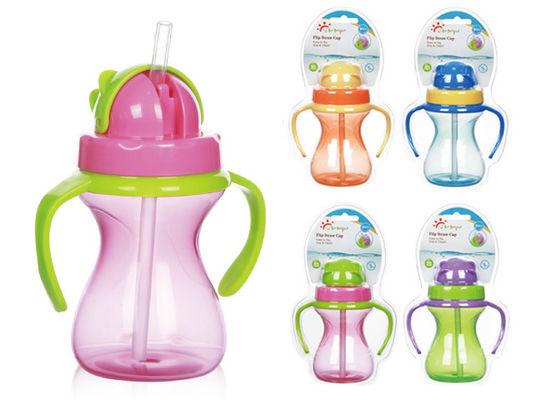 Double bébé libre Straw Cup du silicone BPA 9oz 290ml de la poignée pp