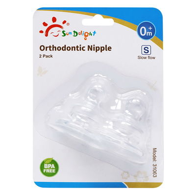 Mamelon orthodontique libre standard de silicone de bébé du cou BPA