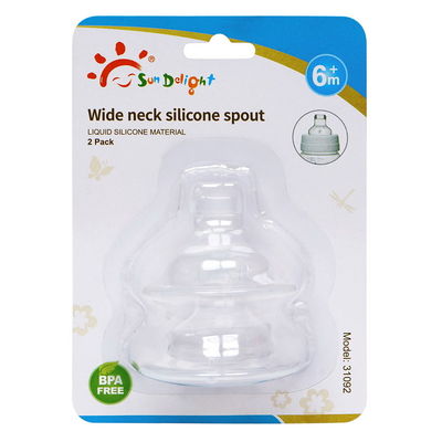 Mamelon en caoutchouc de silicone de bébé de cou large rapide d'écoulement de catégorie comestible