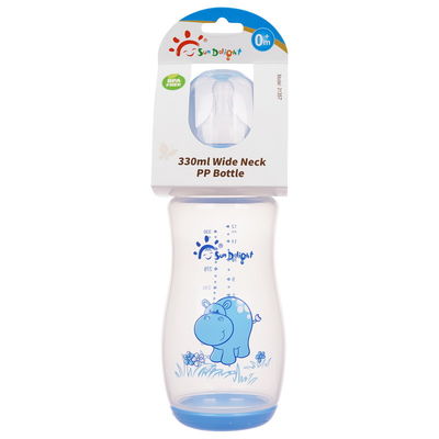 110℃~120℃ pp courbent bouteille de mamelon de bébé de 12oz 330ml