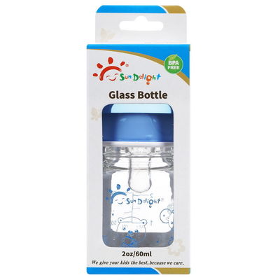 biberons de bébé de verre liquide de silicone de 110-150℃ 60ml 2oz