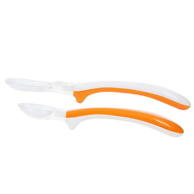 Cuillère molle orange de silicone de bébé du changement de couleur d'astuce pp