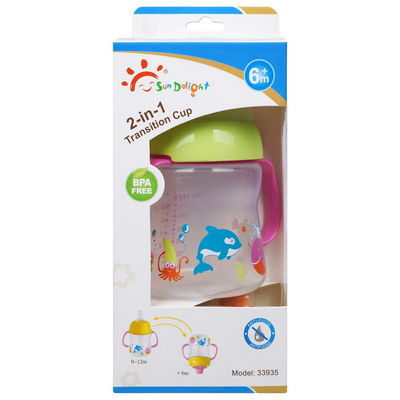Renversez non 2 dans 1 mois libre de BPA 6 tasse de Sippy de bébé de 6 onces