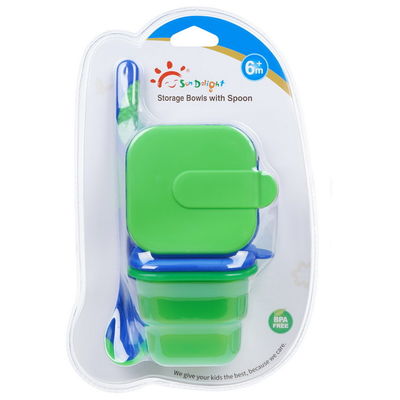 stockage en plastique hermétique libre d'aliment pour bébé de 2pcs BPA avec la cuillère