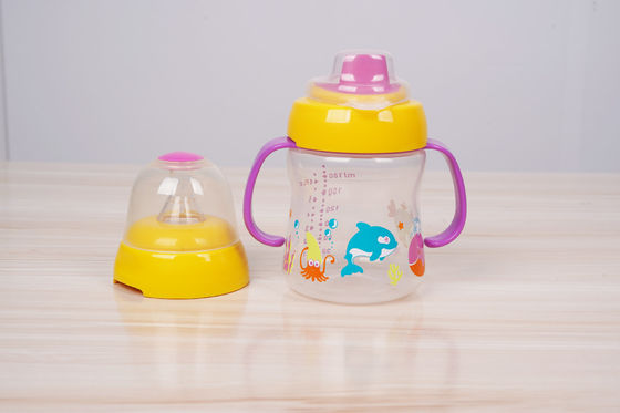 2 dans 1 mois libre de l'aspiration BPA de mamelon 6 tasse de Sippy de bébé de 6 onces