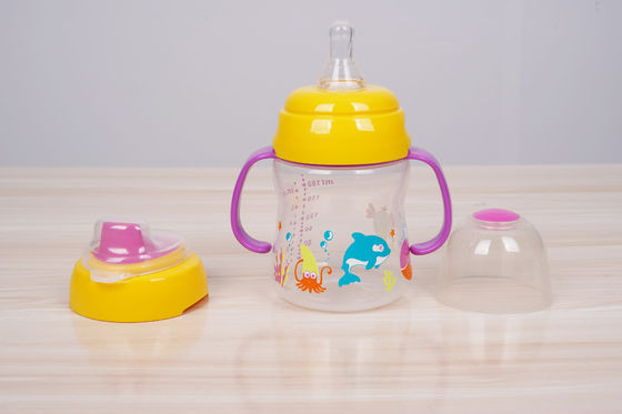 2 dans 1 mois libre de l'aspiration BPA de mamelon 6 tasse de Sippy de bébé de 6 onces