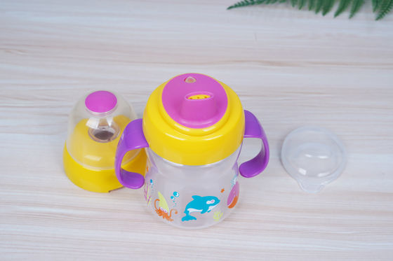 2 dans 1 mois libre de l'aspiration BPA de mamelon 6 tasse de Sippy de bébé de 6 onces