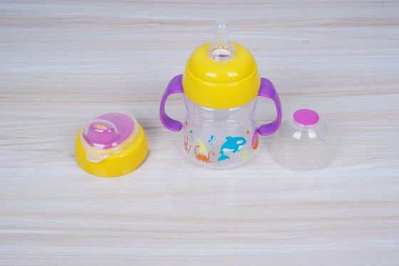 2 dans 1 mois libre de l'aspiration BPA de mamelon 6 tasse de Sippy de bébé de 6 onces