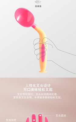 Bande de FDA cuillère et fourchette de alimentation de bébé d'angle de 360 degrés