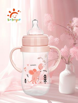 9 oz 260 ml PP Large Neck Arc Bouteille d' alimentation pour bébé Couleur rose